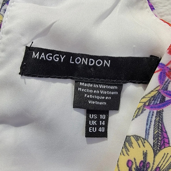 Maggy London Sleeveless Floral Halter Midi Dress Back Bow Lined Size 10 - Picture 11 of 14